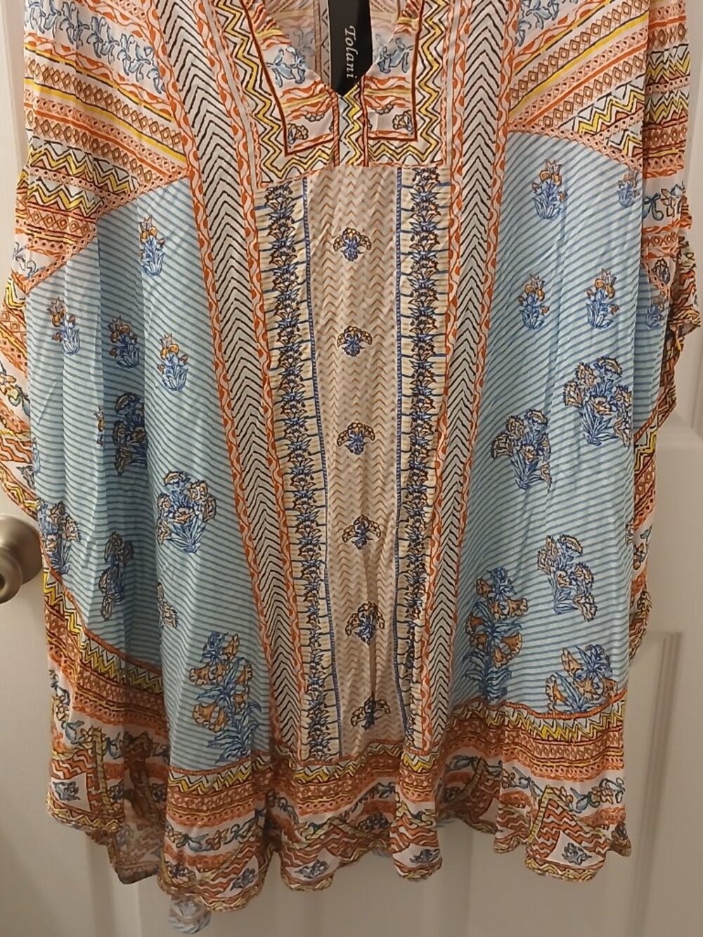 Tolani Mandarin Collar Printed Woven Caftan Tunic
